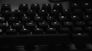 Black and white image of a keyboard.